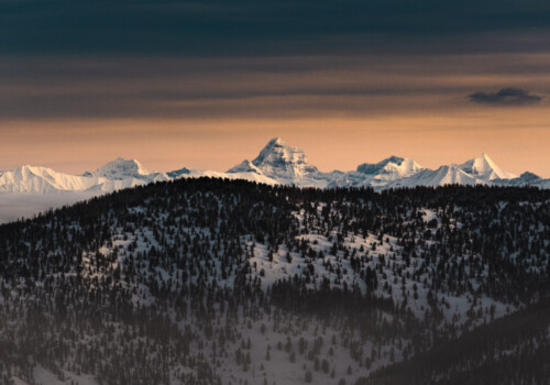 The sunsetting over the mountains of Panorama Mountain Resort