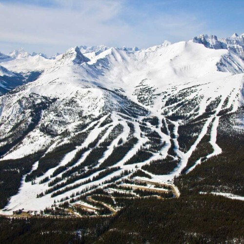 Aerial view of Marmot Basin ski area in Jasper, Alberta, Canada - one of many world-class ski destinations in Mountain Collective.