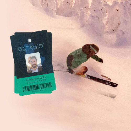Mock-up of Mountain Collective physical pass offering direct to lift access.